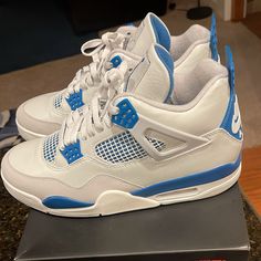 Size 11 Never Worn 10/Condition Blue Jordans 4s, Air Jordan 4 With Cushioned Footbed For Light Sports, Air Jordan 4 Low-top Sports Shoes With Translucent Outsole, Air Jordan 4 Low-top With Translucent Outsole For Sports, Sporty Blue Air Jordan 4 Breathable, Low-top Air Jordan 4 With Translucent Outsole For Sports, Casual Blue Air Jordan 4 With Air Max Cushioning, Blue Low-top Air Jordan 4 Breathable, Blue Low-top Breathable Air Jordan 4