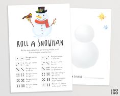 a snowman is shown on the front and back of this printable holiday card