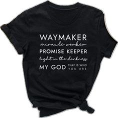 God Shirts For Women, Bible Verse Shirts For Women, Shirt Ideas Christian, Waymaker Shirt, Christian Shirts Funny, Faith Shirts, Highschool Outfits, Bible Verse Tees, Bible Shirts