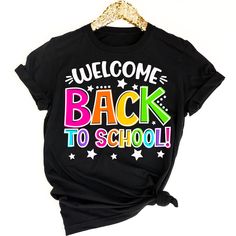 a black t - shirt that says welcome back to school