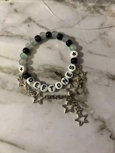 love deftone? youll love this bracelets Grunge Bracelets, Music Bracelet, Band Bracelets, Diy Beaded Rings, Homemade Bracelets, Kandi Bracelets, Bracelet Ideas