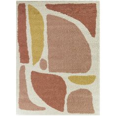 a rug with various shapes and colors on it