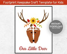 an image of a deer with flowers on it's antlers and the words, our