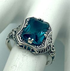 Vintage London Blue Simulated Topaz In 925 Solid Sterling Silver Ring. Excellent Condition, Satisfaction Guaranteed! December Birthstone London Blue Topaz Ring, Vintage London, Sterling Silver Filigree, December Birthstone, London Blue Topaz, Blue Topaz Ring, Gorgeous Jewelry, Silver Filigree, London Blue