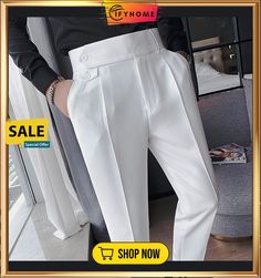 Men's Trousers Pleated Pants Straight Leg High Rise Plain Comfort Office Work Business Vintage Elegant Black White High Waist Micro-elastic Pants Straight Leg, Pleated Pants, Vintage Elegant, Pants Straight, Mens Trousers, Office Work, Straight Leg, High Waist, High Rise