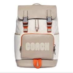 Questions? Leave A Comment Below! Modern White Rectangular Backpack, White Leather Backpack With Dust Bag, Functional White Backpack, White Coach Backpack For Travel, White Leather Satchel Backpack, Modern White Bags With Leather Trim, Designer Rectangular Coach Backpack, Designer Coach Rectangular Backpack, Rectangular Coach Backpack For Daily Use