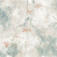 an artistic wallpaper with leaves and plants on it