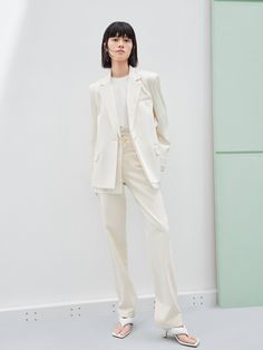 MO&Co. Women's Layered Structure Blazer Features : - Structured silhouette- Layered collar and cuff- Shoulder pads, long sleeves, a button closure Code: MBC1BLA006The back length of size S is 66.5cmMATERIALS & CARE Material: 81.6% Acetate 18.4% Polyester; lining: 100% SilkDo not water wash, do not bleachHang to dry in the shade, do not tumble dryIron on low temperature pad, professional dry cleanOur sizes might be a little different from US/EU sizes. Please check the size chart and choose your s Spring Suits With Concealed Placket And Long Sleeve, Classic Blazer With Hidden Button Closure For Daywear, Timeless Long Sleeve Suits For Spring, Classic Single Breasted Blazer For Daywear, Classic Long Sleeve Blazer For Daywear, Timeless Long Sleeve Spring Blazer, Cream Long Sleeve Suits For Spring, Spring Cream Suits With Long Sleeves, Cream Long Sleeve Suits For Office