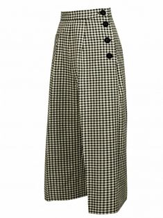 Black and Cream Gingham Culottes from Vivien of Holloway 1940s Woman, Best Winter Outfits, Yellow Gifts, Cowboys Shirt, Midi Skirts, Black And Cream, Wedding Dress Shopping, Dress Trousers, Shirt Accessories