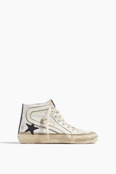 Golden Goose High Top Sneakers Slide Leather Sneaker in White/Yellow/Black/Taupe Golden Goose Shoes Slide Leather Sneaker in White/Yellow/Black/Taupe Golden Goose Slide, Taupe Shoes, The Golden Goose, Street Style Shop, Beauty Products Gifts, Goose Shoes, Pearl Shop, Golden Goose Shoes, Top Design Fashion