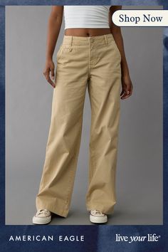 Mid-weight twill with a hint of stretch/Zip fly/5-pocket styling Wide Leg Chinos In Chino Cotton Twill For Fall, Fall Wide Leg Chino Cotton Twill Chinos, Fall Wide-leg Chino Cotton Twill Chinos, Wide Leg Chinos For Fall, Casual High Rise Work Pants, Cotton Wide Leg Cargo Pants With Zip Fly, Wide Leg Cotton Cargo Pants With Zip Fly, Casual Workwear Cargo Pants With Zip Fly, Casual Cargo Pants For Work With Zip Fly