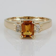 14kyg Yellow Citrine + Diamond Anniversary/ Cocktail Ring This Exquisite Vintage 14k Yellow Gold Ring Features A Stunning Emerald-Cut Citrine, Radiating A Warm, Golden Hue. Accentuated By Four Brilliant Round Diamonds, This Piece Exudes Timeless Elegance And Sophistication. Perfect For Anniversaries Or Cocktail Parties, It Combines Classic Design With A Touch Of Glamour. The Ring Is Stamped With 14kt, Ensuring Its Authenticity And Quality. Size: 9.5 Metal: 14 Karat Yellow Gold Weight: 2.59 Dwt/ Payment Receipt, Cocktail Parties, Yellow Citrine, Ring Pictures, Diamond Anniversary, Yellow Gold Ring, Cocktail Ring, Womens Jewelry Rings, Yellow Gold Rings