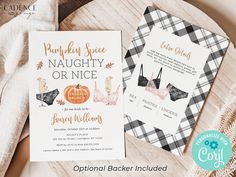 Fall Lingerie Shower Invite, Fall Bachelorette Weekend Invitation, Personal Shower, Pumpkin Spice Invite, Naughty or Nice, DYI Printable - Etsy Fall Bachelorette, Bachelorette Weekend Invitations, Lingerie Shower, Best Lingerie, Fall Party, Bachelorette Weekend, Bra Lingerie, Etsy Printables, Shower Invitations