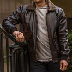 Men's Flight Jacket In Rich Brown 'Black Coffee' Leather - Thursday Mens Flight Jacket, Leather Jacket Outfit Men, Leather Shorts Women, Leather Flight Jacket, Sheepskin Jacket, Distressed Jacket, Leather Jacket Style