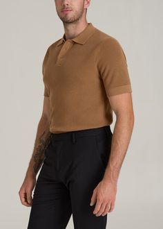 Purl Knit Polo for the Tall Man with Style Refined Relaxation Elevate your casual look with our Purl Knit Tall Men's Polo Shirt. This isn't just an extra-long polo shirt—it's a statement of sophistication made with the taller guy in mind. The modern fit and longer-than-hip length ensure a sleek silhouette without sacrificing comfort. Whether it’s for a smart-casual meeting or a weekend getaway, this men's tall polo shirt, with its ribbed hem and cuffs, ensures you stand out in the best way possi Knit Polo Men, Purl Knit, Casual Meeting, Cozy Sleepwear, Tall Man, Polo Men, Knit Polo, Men’s Suits, Polo Sweater