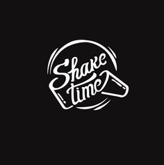 the words shave time written in white ink on a black background with a circular shape