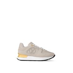 LOUIS VUITTON® - Neo Run Away Sneaker - Beige Clair Leather Label, Louis Vuitton Official, Embossed Leather, Womens Shoes Sneakers, Shoes Sneakers, Wedges, Monogram, Louis Vuitton, Women Shoes