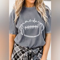 Nwt Gray Game Day Football Graphic Tee Size Large Rugby Shorts, Football Graphic Tee, Monogram T Shirts, Grey Leopard Print, Football Tees, Sports Tees, Tees For Women, Athletic Apparel, Weekend Wear