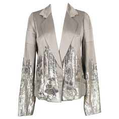 Galliano - (Made in France) Silvery silk and linen jacket embroidered with sequins. Size 38FR. 2007 Spring-Summer Collection. Additional information: Condition: Very good condition Dimensions: Shoulder width: 38 cm - Sleeve length: 61 cm - Length: 58 cm Period: 21st Century Seller Reference: FV217 Linen Jacket, John Galliano, Primavera Estate, 21st Century, Summer Collection, Made In France, Spring Summer, Sleeve Length, Fashion Outfits