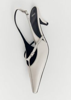 Leather heeled slingback shoes with buckles - Women | Mango USA Slingback Shoes, Sling Back, Kitten Heel, Leather Heels, Kitten Heels, Mango, Shoes Heels, Buckle, Heels