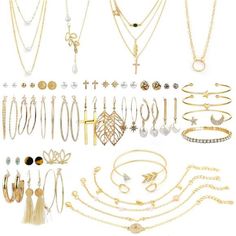 *Various Stylesthe Set Has 4 Gold Necklaces,10 Gold Bracelets,24 Gold Layered Ball Dangle Hoop Stud Earrings. Light Weight, Good Quality, No Harm To Your Body. *Perfect Designmade Of High Quality Alloy. High Color Endurance. Very Environmental Protection. Each Of Them Is Very Light And Will Not Put Any Burden On Your Ears, Neck And Arm. *Easy Matchthe Set Has Various Styles And They Are Very Matched, Which Can Be Used In The Various Occasion In Parties, Wedding Wearing, Daily Life, Work, Holiday Valentines Birthday Party, Gold Jewelry Set, Vacation Jewelry, Gold Jewelry Sets, Packing Jewelry, Multi Layer Necklace, Women's Jewelry Sets, Valentine Birthday, Hoop Earring Sets