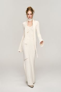 Fibflx Women's White Cut Out Crochet Maxi Dress with Long Sleeve Fitted White Knit Dress, White Fitted Knit Dress, Elegant Fitted Crochet Knit Dress, Elegant Party Crochet Dress, Elegant Crochet Knit Maxi Dress, Fitted Beige Lace Crochet Dress, Elegant Fitted Crochet Maxi Dress, Elegant Stretch Knit Maxi Dress, Beige Fitted Lace Crochet Dress