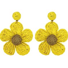 Made Of Durable Wicker Rattan In Sunny Yellow With Tan Centers Approx 2.75" Post Style Available In Other Colors As Well, Listed Separately. More Raffia , Rattan And Wicker Accessories In My Closet / Shop Most Of My Other Earrings Are Dangle Types ( I Have The Wire Version Of These Listed Separately) That Can Be Upgraded To Solid Sterling Silver Or 14k Gold Filled Wires So If You Have Sensitive Ears Like Me, Check My Other Items For That Type. I Have A Background In Jewelry Design In Nyc And I B Yellow Earrings For Spring Vacation, Yellow Flower Shaped Earrings For Summer, Yellow Spring Earrings, Handmade Yellow Earrings For Spring, Yellow Earrings For Beach In Spring, Casual Yellow Earrings For Summer, Wicker Accessories, Eyeball Earrings, Raffia Earrings