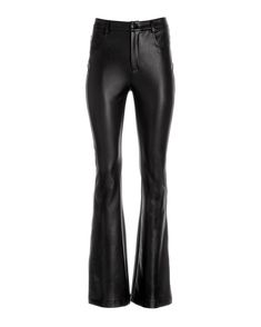 Sculpted from sleek faux leather in a classic five-pocket design, create unforgettable looks with this must-have bootcut pant. Classic Leather Pants For Night Out In Fall, Classic Leather Pants For Fall Night Out, Chic Flared Leather Pants, Chic Flare Leather Pants, Flare Leather Pants For Night Out, Flared Leather Pants For Night Out, Chic Standard Cut Leg Pants For Fall, Elegant Flare Leather Pants For Fall, Elegant Flared Leather Pants For Night Out