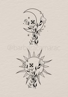 the sun and moon tattoo design is shown in black ink on white paper with watermarking