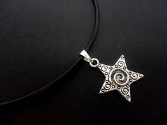 "This is a pretty leather cord 13 - 14\" choker necklace with a tibetan silver star charm." Dream Core, Star Choker, Charm Choker Necklace, Leather Choker Necklace, Necklace Leather, Fancy Jewellery, Funky Jewelry, Choker Necklaces, Star Charms