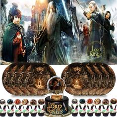 the lord's rings movie poster with cupcakes and edible wrappers for each item