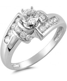 a white gold ring with diamonds on it