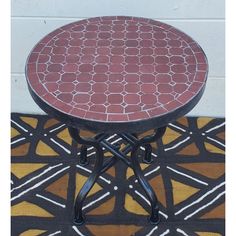 All Burgundy Mini Moroccan Mosaic table, measuring 16" in diameter, and 18" in height. Comes with a wrought iron folding base. Great for use on a deck, between low chairs, as an accent accessory, or any other way you like.  Also available in other colors Please contact us if you have any questions. Thank you !! Low Chair, Moroccan Mosaic, Mosaic Table, Coffee And End Tables, Wrought Iron, Other Colors, End Tables, Mosaic, Thank You