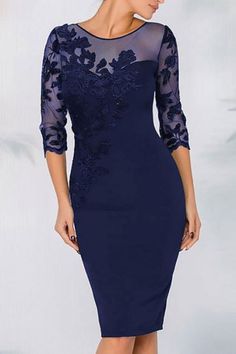 Elegant Half Sleeves Chiffon Mother of the Bride Dress with Apliques Knee-Length Wedding Party Wear Outfit | Newarrivaldress.com Cocktail Dress Elegant, Wedding Guest Dresses Long, Bride’s Mother, Fall Wedding Guest Dress, Mothers Dresses, Fall Wedding Dresses, Mother Of The Bride Dress, Black Long Sleeve Dress, Wearing Clothes