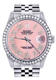 Womens Rolex Datejust Watch 16200 | 36Mm | Light Pink Roman Numeral Dial | Jubilee Band Mens Rolex, Rolex Oyster Perpetual Date, Womens Designer Watches, Rolex Watches Women, Rolex Women, Gelang Manik-manik, Gold Rolex, Latest Watches, Watches Women