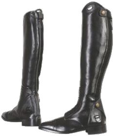 a pair of black riding boots with zippers