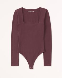 a women's bodysuit with long sleeves and an open back, in burgundy