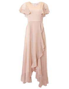 Callie Dress in Champagne Chiffon – Ivy City Co Flowy Chiffon Dresses With Ruffle Sleeves, Evening Chiffon Bridesmaid Dress With Ruffles, Chic Chiffon Dresses With Flutter Sleeves, Flutter Sleeve Bridesmaid Dress With Ruffles, Chic Chiffon Dress With Ruffle Sleeves, Bridesmaid Dress With Ruffles And Flutter Sleeves, Elegant Dress With Ruffles And Flutter Sleeves, Formal Ruffle Dress With Cape Sleeves, Formal Cape Sleeve Dress With Ruffles