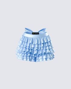 Feeling blue in the best way possible 😙 Made from satin fabric and complete with asymmetrical ruffles and a large bow - these beauties are all about comfort with a side of sass, perfect for adding a playful twist to any outfit 💙 Ruffle Bloomers, Large Bow, Feeling Blue, Ruffle Shorts, White Jersey, Mini Wrap Dress, Blue Satin, Black Ruffle, Satin Fabric