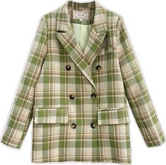 Single-breasted Green Blazer For Fall, Casual Green Double-breasted Outerwear, Trendy Green Outerwear With Lapel Collar, Green Lapel Collar Outerwear For Spring, Green Fall Blazer For Workwear, Green Double-breasted Outerwear With Pockets, Spring Green Outerwear With Lapel Collar, Trendy Green Winter Blazer, Trendy Green Single-breasted Outerwear