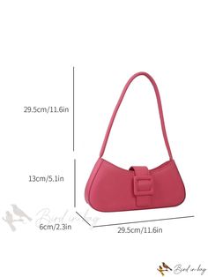 Bird in Bag - Adjustable Minimalist Pink Zipper Baguette Bag Square Baguette Bag For Everyday Use, Solid Color Square Baguette Bag For Everyday Use, Solid Square Baguette Bag For Everyday Use, Square Baguette Bag With Zipper For Office, Trendy Solid Rectangular Hobo Bag, Chic Square Baguette Bag With Zipper, Chic Square Baguette Bag With Zipper Closure, Chic Handheld Baguette Bag, Pink Square Baguette Bag For Everyday