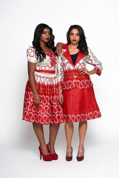 A cotton skirt set. Spring Sets With Flared Skirts, Cotton Workwear Sets, Cotton Two-piece Long Sleeve Sets, Fitted Skirt Set For Summer Festivities, Fitted Festive Skirt Set For Summer, Fitted Skirt Set For Festive Summer Occasion, Cotton Two-piece Set With Short Sleeve, Red Cotton Matching Set, Fitted Cotton Dresses With Matching Set