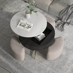 a living room scene with focus on the coffee table