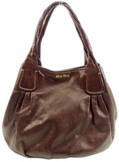 Miu Miu Bag, Vintage Brown, Mens Belts, Brown Color, Miu Miu, Fashion Bags, Brown Leather, Zip Pockets, One Shoulder