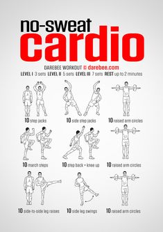 a poster with instructions on how to do no sweat cardio for the beginner