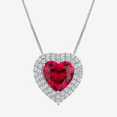 Features: Quick ShipJewelry Closure: Spring Ring ClaspSetting: ProngShape: HeartStone Cut: HeartStone Millimeter Measurement: 10 Mm Length, 10 Mm WidthMetal Color: WhiteChain Length: 18 InchChain Gauge: 040Pendant Length: 17.5mmPendant Width: 16.5mmChain Construction: BoxCare: Wipe CleanStone Type: 50 Lab Created Sapphire, 1 Lab Created RubyAuthenticity: Lab Created StoneBirthstone: July BirthstoneMetal: Sterling SilverNecklace Type: Pendant Necklaces, Halo NecklacesPendant & Charms Type: Pendan Ruby Heart Pendant Necklace For Wedding, Valentine's Day Heart Cut Crystal Jewelry, Ruby Heart Charm Necklace For Anniversary, Heart-shaped Ruby Gemstone Necklace, Ruby Heart Cut Gemstone Necklace, Heart-shaped Ruby Necklace For Gift, Heart Cut Ruby Gemstone Necklace, Crystal Jewelry With Heart Charm For Valentine's Day, Valentine's Day Crystal Jewelry With Heart Charm