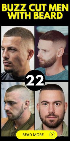 Embrace the stylish look of buzz cut men with beard, perfect for those seeking a clean and edgy hairstyle. This combo works well with a short fade, low taper, or bald fade, and can be enhanced with a bleached or blonde touch. Suitable for black and white guys, this look pairs well with glasses and trendy outfits, making it a top choice in men's fashion for 2k24. Buzz Cut Men With Beard, Mens Short Hairstyles Fade, Mens Short Haircut, Buzz Cut Men, Mens Short Hairstyles, Tapered Beard, Low Taper