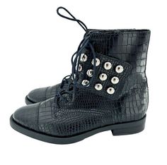 ad eBay - Schutz Marieta Black Croc Embossed Leather Studded Moto Ankle Boot SZ 7 New SH29 - Buy Now, click the link (eBay) Gardening Outfit, Croc Leather, Moto Boots, Leather Items, Women's Boots, Boot Shoes Women, New Shoes, Embossed Leather, Click The Link