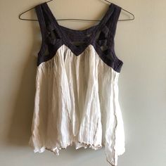 Never Worn Free People Top. Dark Purple Straps, Cream Glittery Bottom. Purple Sleeveless Top For Day Out, Sleeveless Purple Top For Day Out, Purple Summer Blouse For The Beach, Purple Summer Beach Blouse, Purple Cotton Summer Top, Summer Cotton Purple Tops, Purple Cotton Sleeveless Blouse, Summer Cotton Top In Purple, Purple Cotton Summer Blouse