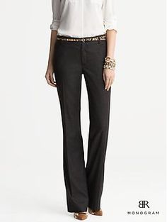 BR Monogram Black Wide-Leg Pant | Banana Republic Elegant Office Work Pants With Belt Loops, Elegant Work Pants With Belt Loops For Office, Elegant Business Casual Work Pants With Belt Loops, Classic Work Pants With Hip Pockets For Business Casual, Classic Business Casual Work Pants With Hip Pockets, Elegant Semi-formal Work Pants With Belt Loops, Elegant Business Bottoms With Hip Pockets, Classic Dress Pants With Hip Pockets For Work, Classic Business Casual Dress Pants With Hip Pockets